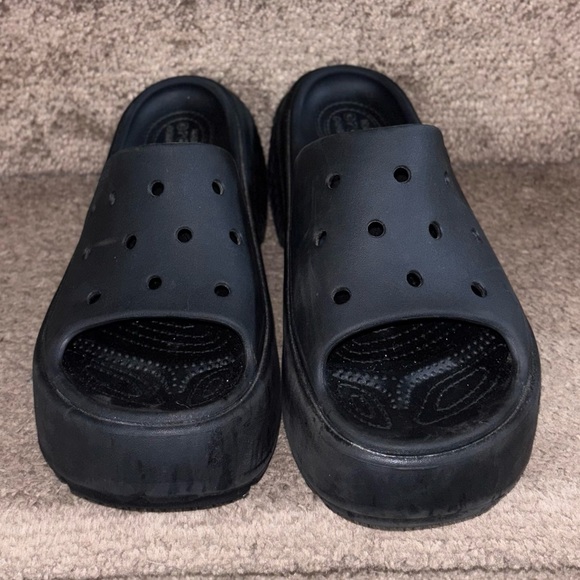 Crocs Stomp Platform Slide Sandals Womens Sz 8 Black Chunky casual iconic Shoes - Picture 7 of 9